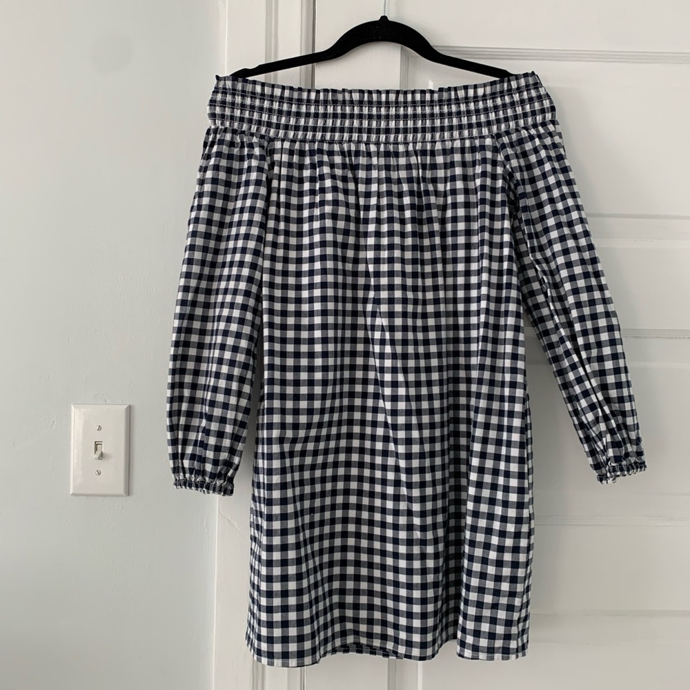 navy & white checkered dress